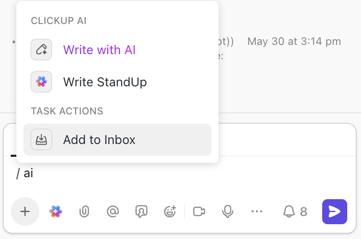 ClickUp AI in Task comments